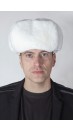 Mütze aus Kaninchen-Rex Pelz – russischer Stil - Weiß